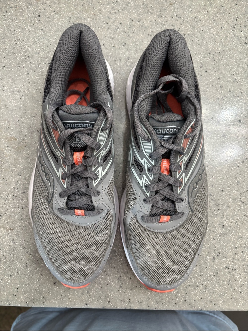 Saucony Gray Sneakers with Coral Insole